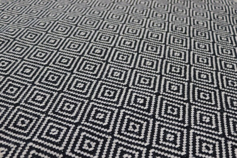 Flatweave Stair runners, Diamond Black & White