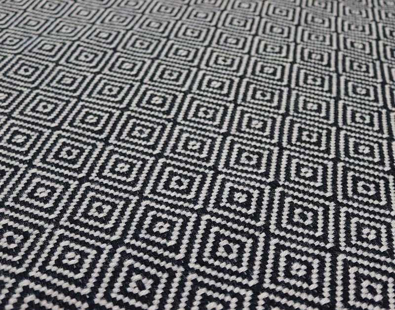 Flatweave Stair runners, Diamond Black & White