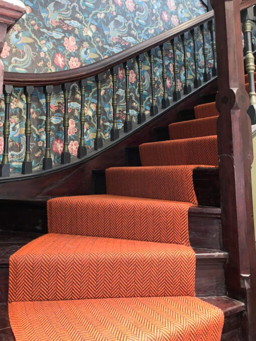 Flatweave Stair runners, Herringbone Bright Orange