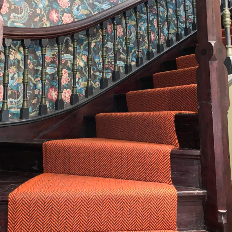 Flatweave Stair runners, Herringbone Bright Orange