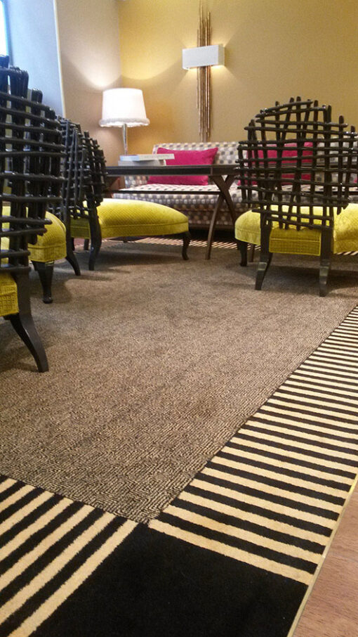 Tapis Axminster, Winston Escargot Black & Ivory avec bordure