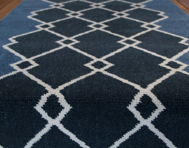 Axminster Stair runners, Arlequin, Ocean, Cobalt & Crème