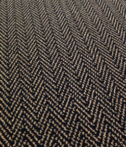 Tapis en laine Axminster, Winston Herringbone Beige foncé, Noir