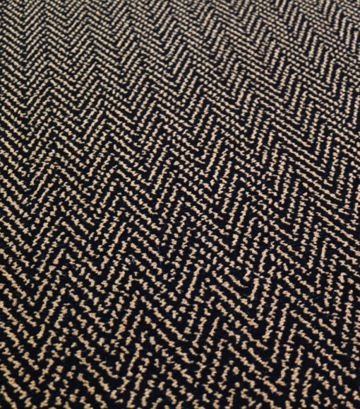 Tapis en laine Axminster, Winston Herringbone Beige foncé, Noir