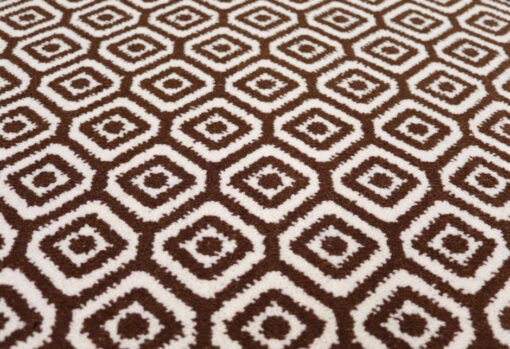 Tapis en laine Axminster, grand diamant. Marron, ivoire