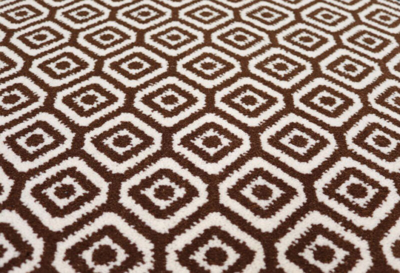 Tapis en laine Axminster, grand diamant. Marron, ivoire