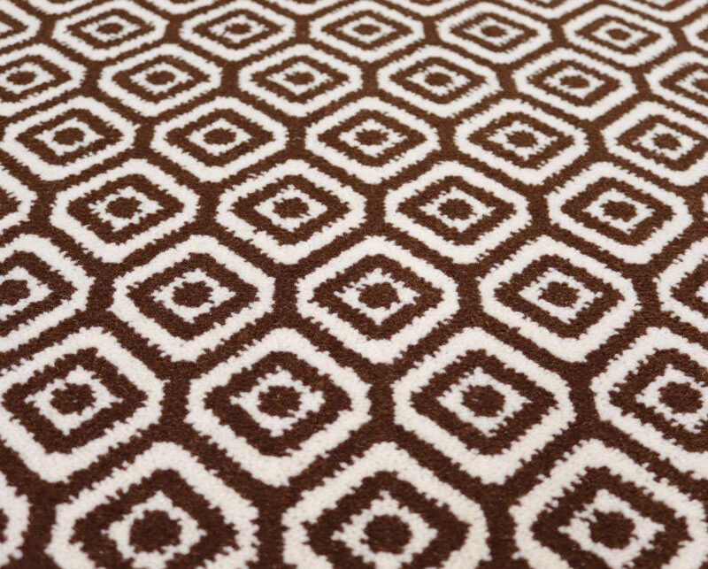 Tapis en laine Axminster, grand diamant. Marron, ivoire