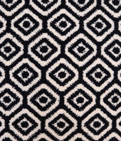Tapis en laine Axminster, grand diamant. Noir, ivoire