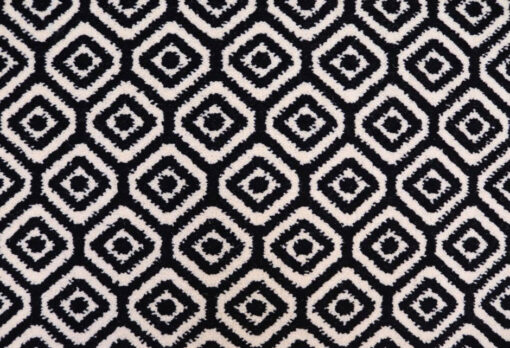Tapis en laine Axminster, grand diamant. Noir, ivoire