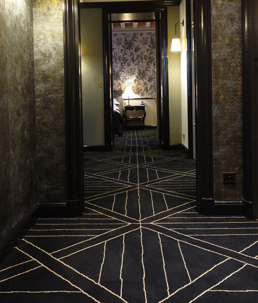 Axminster Wool Carpets, Parquet. Black, Beige