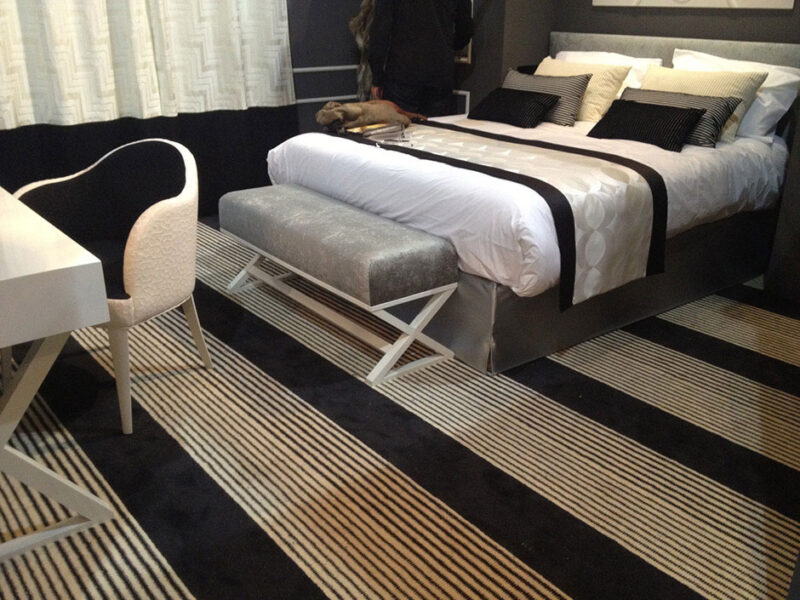 Tapis en laine Axminster, Stripe. Noir, Crème