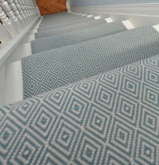 Flatweave Stair runners, Diamond Blue