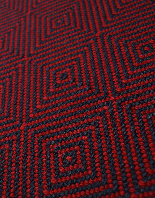 Flatweave Stair runners, Large Diamond Flame Red