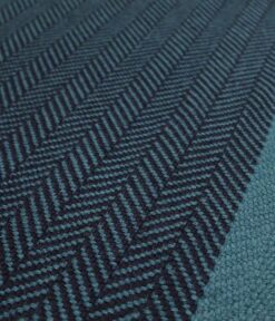 Flatweave Stair runner, Herringbone Border Petrol & Ink