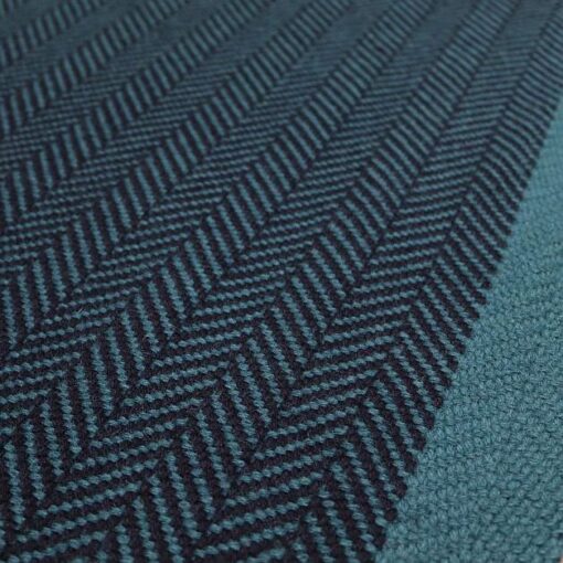 Flatweave Stair runner, Herringbone Border Petrol & Ink
