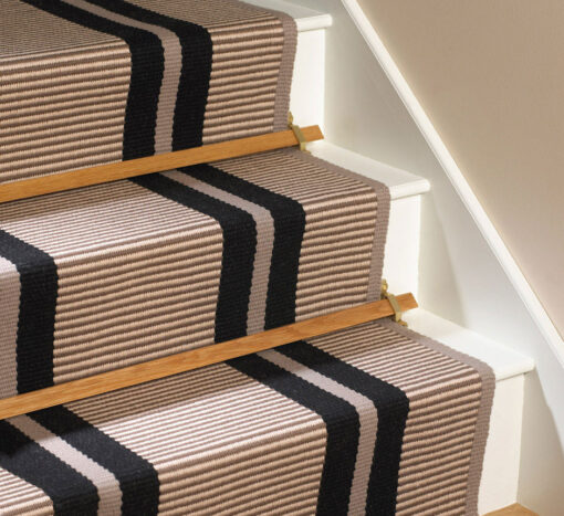 Flatweave Stair runner, Stripes Transat Black PNT 16