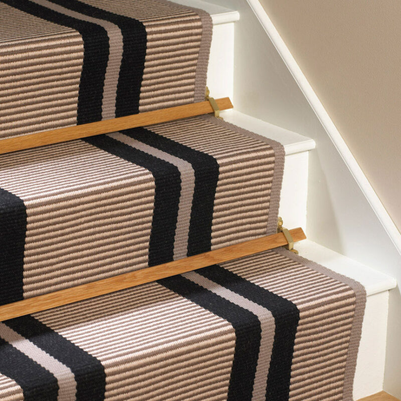 Flatweave Stair runner, Stripes Transat Black PNT 16