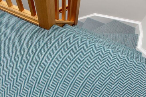 Tapis en laine à tissage plat, chevron sarcelle