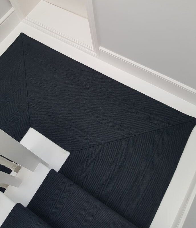 Tapis d'escalier en tissu plat, Kelly Solid Dk.Peacock KS05