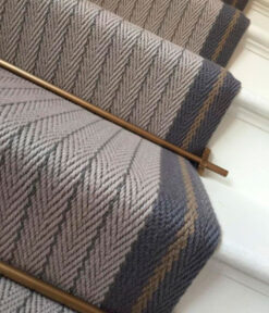 Flatweave Stair runner with border, Stripes Claire Lt.Grey, Graphite & Mushroom CFB