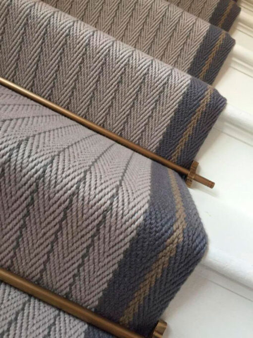 Bespoke stair runners, Claire Border - Lt Grey, Graphite, Mushroom