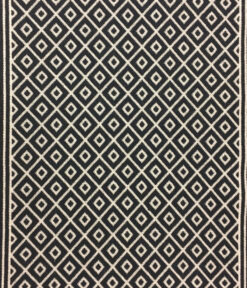 Reine Wolle Treppenläufer, Flachgewebe Trellis Border. Schwarz