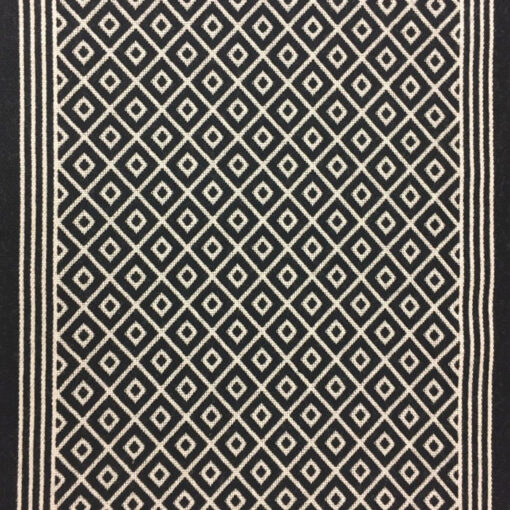 Couvre-marches en pure laine, bordure en treillis tissé à plat. Noir
