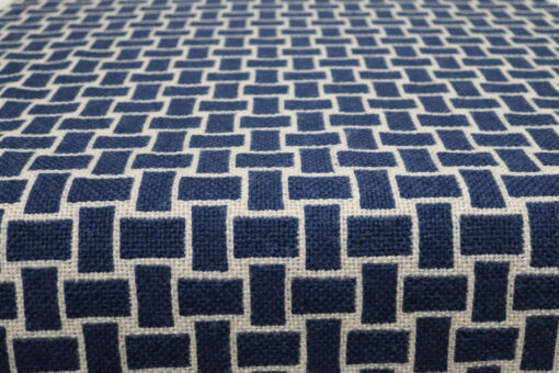 Reine Wolle Treppenläufer, Flachgewebe Tweed Dunkelblau, Elfenbein