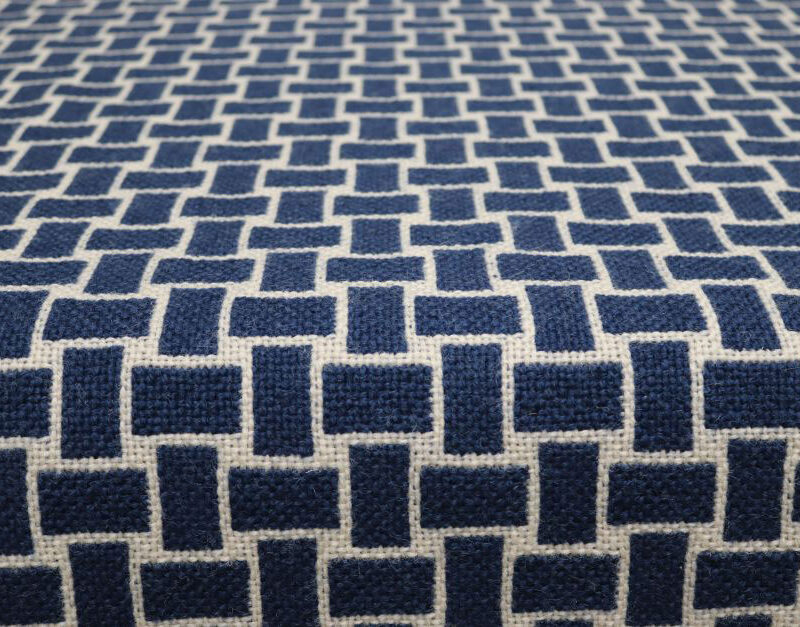 Coulisses d'escalier en pure laine, Flatweave Tweed Dk Blue, Ivory