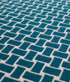 Couvre-marches en pure laine, Flatweave Tweed Teal, Ivory