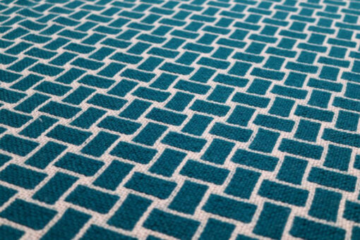 Couvre-marches en pure laine, Flatweave Tweed Teal, Ivory