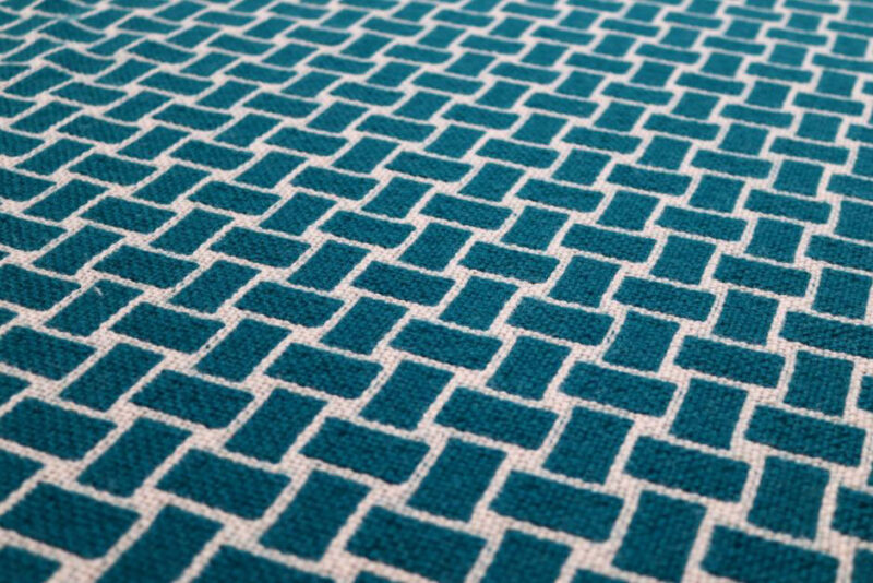 Schurwolle Treppenläufer, Flachgewebe Tweed Teal, Elfenbein