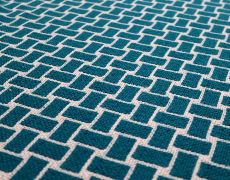 Couvre-marches en pure laine, Flatweave Tweed Teal, Ivory