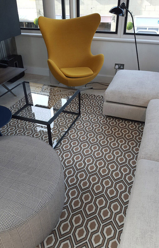 Flachgewebte Teppiche, Jacquard Hex. Bran/Anthracite