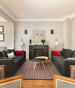 Flatweave Rugs, Jacquard Hex. Anthracite/Rouge
