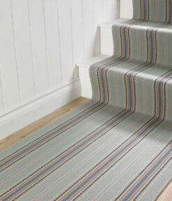 Flatweave Stair runner, Stripes Kelly Celadon JD04