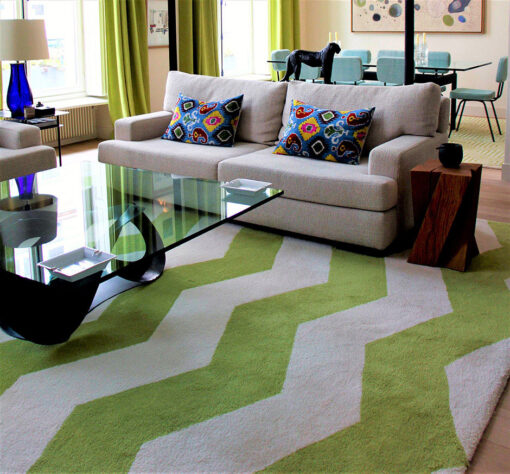 Tufted Rugs, Bespoke Chevron Apple Green
