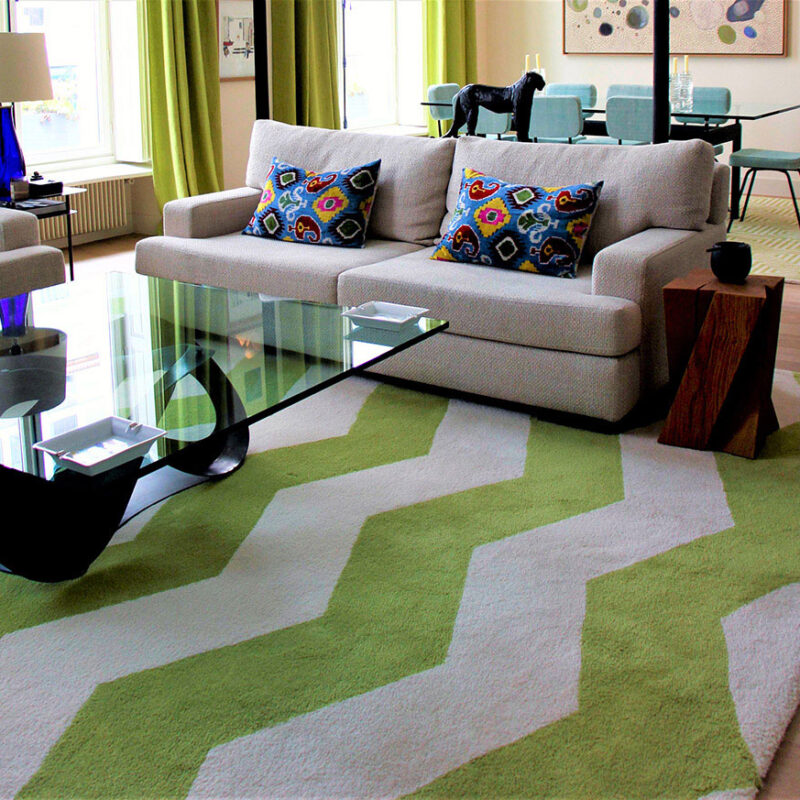 Tappeti tufted, Bespoke Chevron verde mela