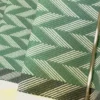 Green Herringbone stair runner with dark green woven border on white stairs