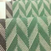 Green Herringbone stair runner with dark green woven border on white stairs